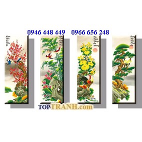 Tranh gắn đá tùng cúc trúc mai
